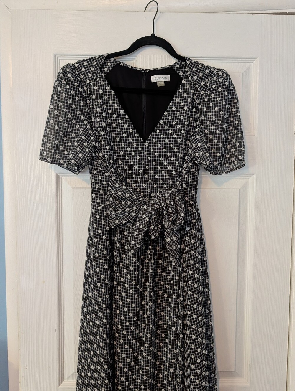 Gray Chiffon Tie-Front Maxi Dress - Calvin Klein Gingham Dress